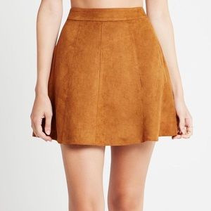 BCBGENERATION SUEDE BROWN A-LINE MINI SKIRT